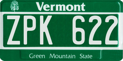 VT license plate ZPK622
