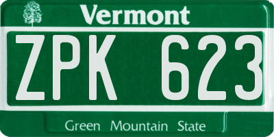VT license plate ZPK623