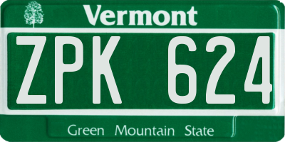 VT license plate ZPK624