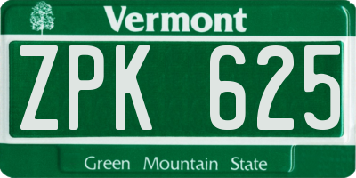 VT license plate ZPK625