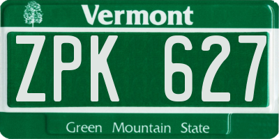 VT license plate ZPK627