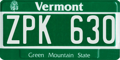 VT license plate ZPK630