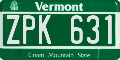 VT license plate ZPK631