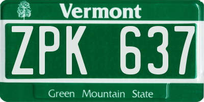 VT license plate ZPK637