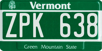 VT license plate ZPK638
