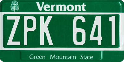 VT license plate ZPK641