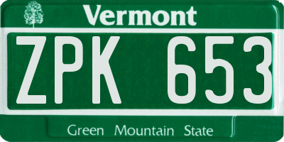 VT license plate ZPK653