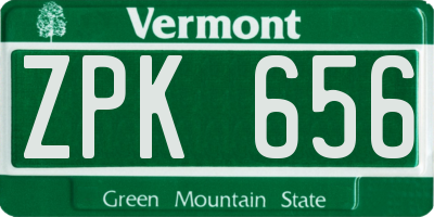 VT license plate ZPK656