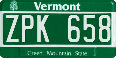 VT license plate ZPK658