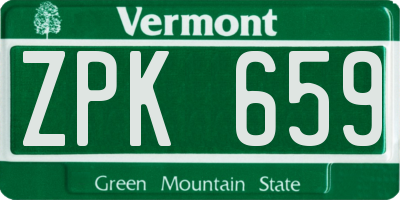 VT license plate ZPK659