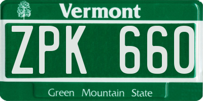 VT license plate ZPK660