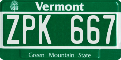 VT license plate ZPK667