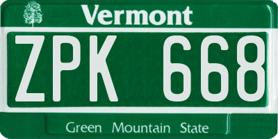 VT license plate ZPK668