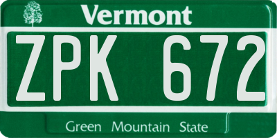 VT license plate ZPK672