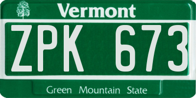 VT license plate ZPK673