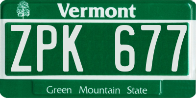 VT license plate ZPK677