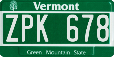 VT license plate ZPK678