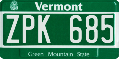 VT license plate ZPK685