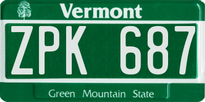 VT license plate ZPK687