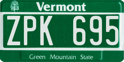 VT license plate ZPK695