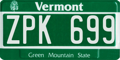 VT license plate ZPK699