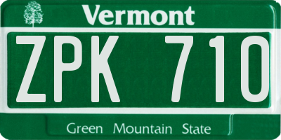 VT license plate ZPK710
