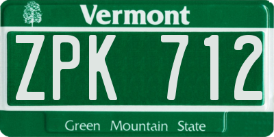 VT license plate ZPK712
