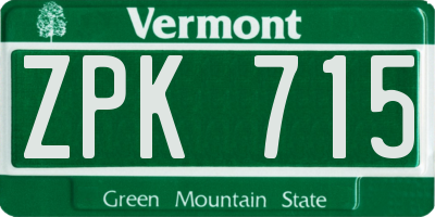 VT license plate ZPK715