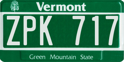 VT license plate ZPK717