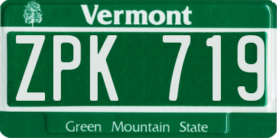 VT license plate ZPK719