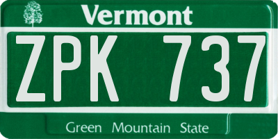 VT license plate ZPK737
