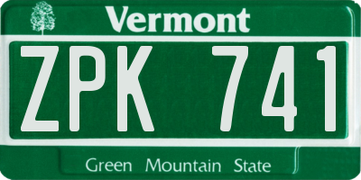 VT license plate ZPK741