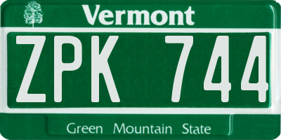VT license plate ZPK744