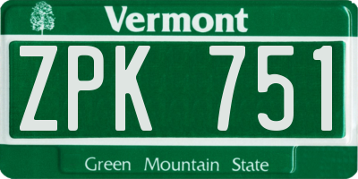 VT license plate ZPK751