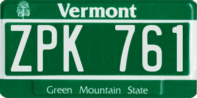 VT license plate ZPK761