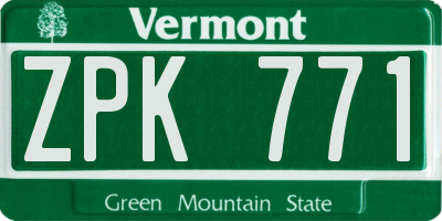 VT license plate ZPK771