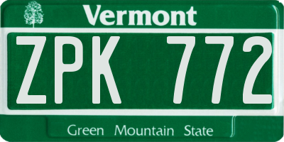 VT license plate ZPK772