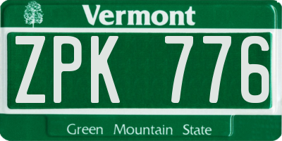 VT license plate ZPK776