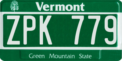 VT license plate ZPK779