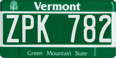 VT license plate ZPK782