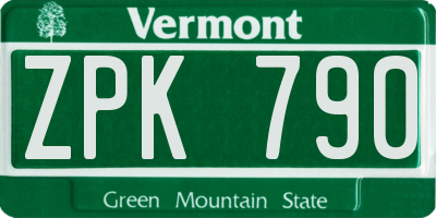 VT license plate ZPK790