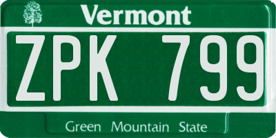 VT license plate ZPK799