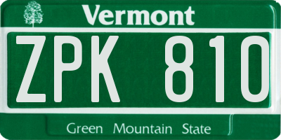 VT license plate ZPK810