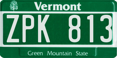 VT license plate ZPK813