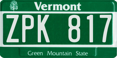 VT license plate ZPK817