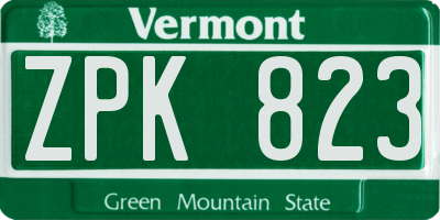 VT license plate ZPK823