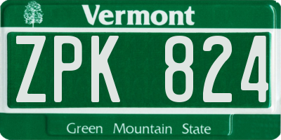 VT license plate ZPK824