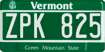 VT license plate ZPK825
