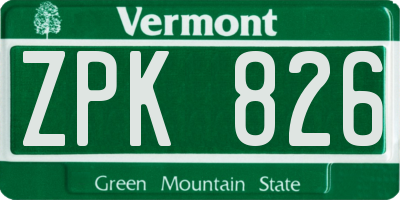 VT license plate ZPK826