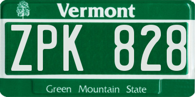 VT license plate ZPK828